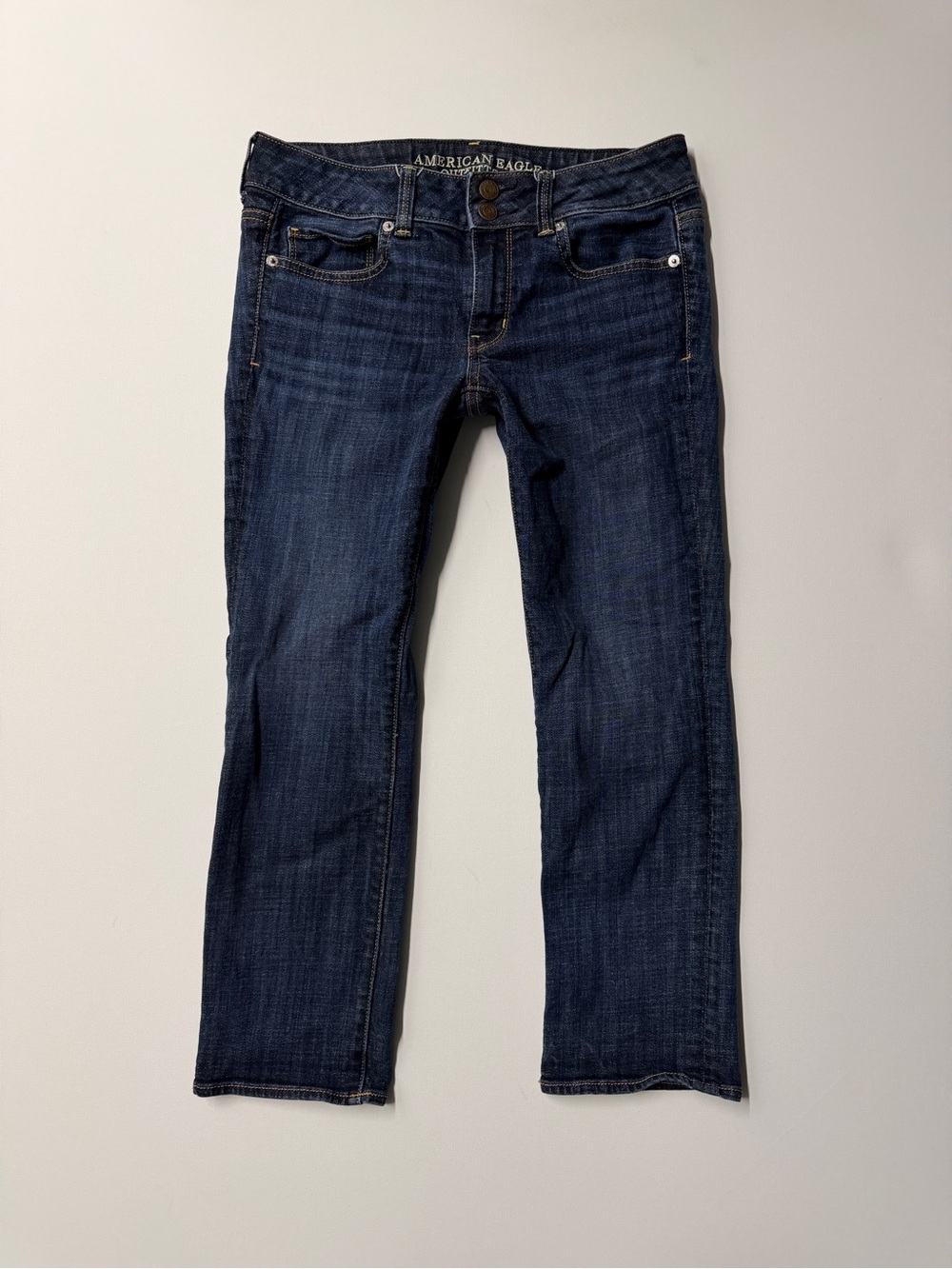Y2K 2000’s vintage american eagle outfitters dark wash low rise capri jeans